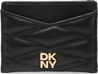 DKNY Zwarte Kaarthouder Portemonnee - Dames - Portefeuilles - Zwart - ONE Size - Leer - Accessoires