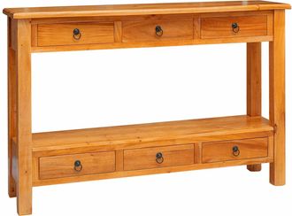 vidaXL Mesa Consola Natural 115 X 32 X 76 Cm Madera De Caoba S&oacute;lida Vidaxl