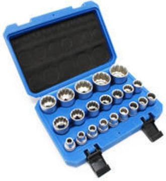 OEM Juego De Dados De 1/2 (12,7 Mm), 21 Piezas, Puntas Estriadas De Doce Puntas De 8 A 36 Mm, Llave Dinamom&eacute;trica