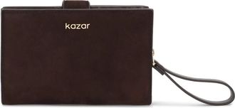 Kazar Portemonnee van su&egrave;de in twee delen met rits en drukknoop - Dames - Portefeuilles - Bruin - ONE Size - Su&egrave;de - Accessoires
