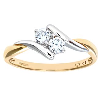 Diamant L'éternel Womens 9ct Yellow Gold Ladies Cublic Zirconia Ring - Size J (Rings)