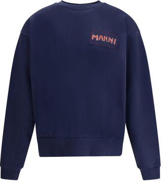 Marni Mens Crew Neck Long Sleeve Top - Dark Blue Cotton - Size EU 52 (Mens)