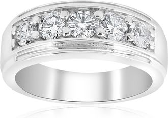 Pompeii3 1 ct Mens Diamond Five Stone Wedding Ring 14k White, Yellow, Rose Gold