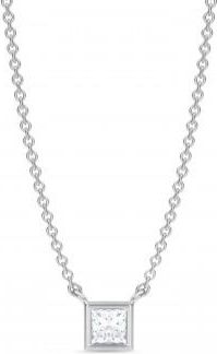 Allurez Princess Lab Diamond Solitaire Pendant Necklace 14K White Gold (0.25ct)