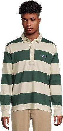 L.L.Bean Beans Vintage Soft Rugby Stripe Mens T Shirt Deep Green/Pale Khaki : 3XL, Cotton/Spandex