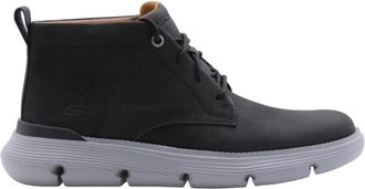 Skechers Sherill Enkellaarsjes - Heren - Veterlaarzen - Zwart - 40 EU - Leer - Schoenen