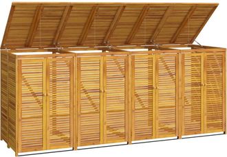 vidaXL Vidaxl - Cobertizo Para 4 Cubos De Basura Madera Acacia 280x89x117cm