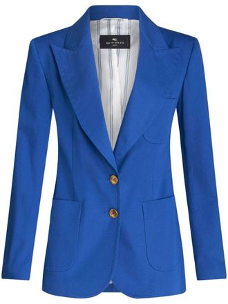Etro Pegaso-buttons stretch-cotton blazer - Blue