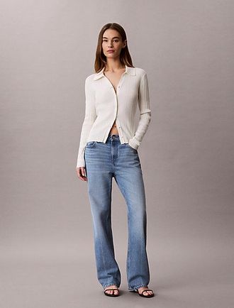 Calvin Klein Smalle Top Van Henley Ribkatoen
