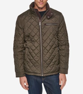 Cole Haan Mens Faux Suede Quilted Jacket - Medium Green Size Large
