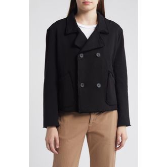 Frank & Eileen Mini Belfast Crop Knit Peacoat in Black at Nordstrom, Size X-Small