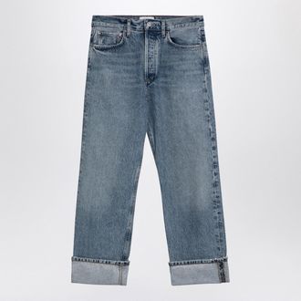 A Gold E Light Blue Fran Jeans In Organic Denim With Turn Ups