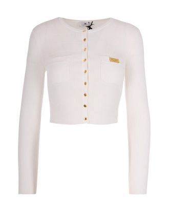 Elisabetta Franchi Fitted Ribbed Knit Top With Button Closure