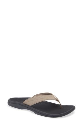 Olukai Ohana Flip Flop in Warm Taupe /Black at Nordstrom, Size 10