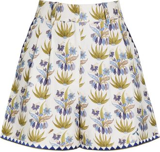 Emporio Sirenuse Beatrice Floral-print Cotton Shorts - Blue - 42 (UK10 / S)