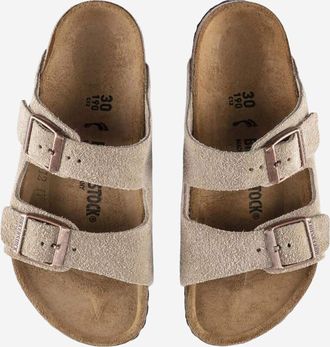 Birkenstock Boys Sandals Arizona Suede Beige Leather