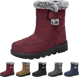 Generic Womens Snow Boots Winter Thermal Fur Lined Waterproof Anti-Slip Booties Ladies Comfortable Lightweight Outdoor Warm Walking Boots with Easy Fasten