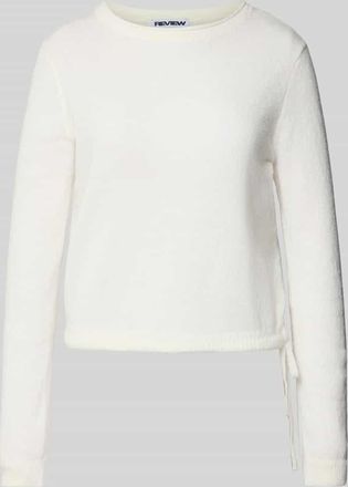 Review Rundhals Pullover mit Tunnelzug in Offwhite, Größe XL
