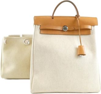 Herm&egrave;s Her Bag Natural Toile H Backpack (Pre-Owned)