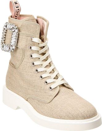Roger Vivier Logo Plaque Viv Canvas Bootie