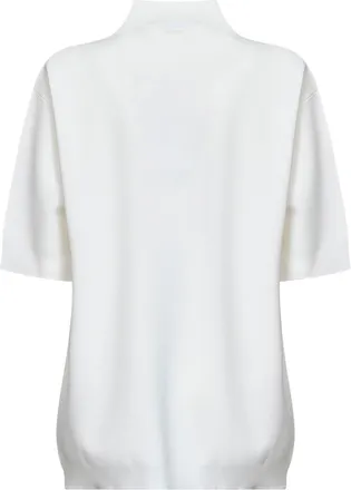 Max Mara Womens Polo Shirt Mxmalpino Viscose Crepe White Knitwear Sweater