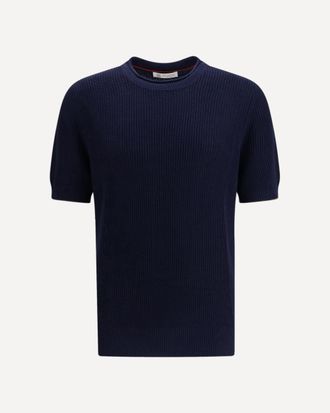 Brunello Cucinelli Cotton and linen knit T-Shirt Male 46