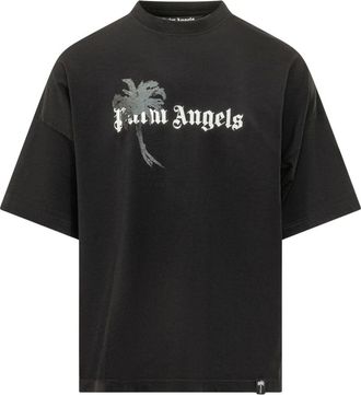Palm Angels Tops, Heren, Zwart, XS, Katoen, Drift Loose Tee