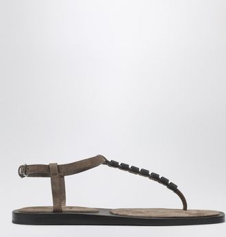 Brunello Cucinelli Suede thong sandals with Precious Straps