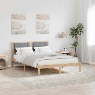 vidaXL Letto Con Testiera Rivestita Grigio Chiaro 135 X 190 Cm Vidaxl