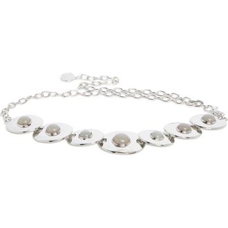 Vince Camuto Hammered Disc Resin Chain Belt in Silver at Nordstrom Rack, Size Large/x-Large