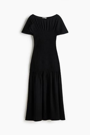 H&M Gesmoktes Kleid - Schwarz