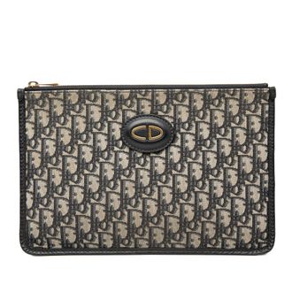 Dior Tweedehands Oblique Canvas Clutch