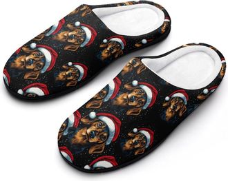 Generic Dog in Christmas Cotton Slippers for Women Indoor Outdoor Slipper Slip-On Memory Foam Home Shoes