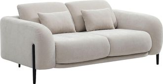 Vente-Unique Sof&aacute; 2 plazas con respaldo reclinable en tela beige ARAVIO