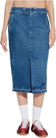 Maison Margiela Elegante Midi Rok - Dames - Spijkerrokken - Blauw - 3XS - Rokken