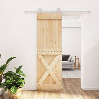 vidaXL Puerta Corredera Con Herrajes Madera Maciza De Pino 70x210 Cm Vidaxl