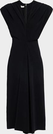 Co Banana Cut Cap-Sleeve Midi Dress