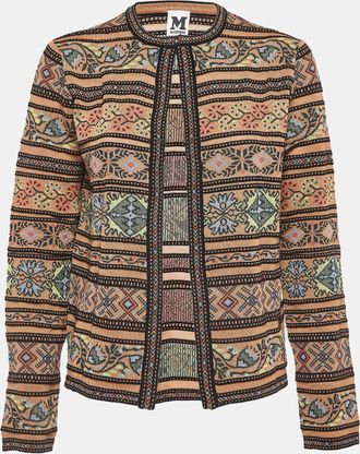 M Missoni Beige Floral Intarsia Knit Long Sleeve Cardigan