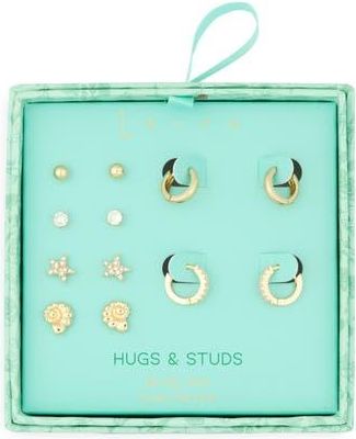 Leith Hugs & Studs Set of 6 Cubic Zirconia Sealife Earrings in Clear- Gold at Nordstrom Rack