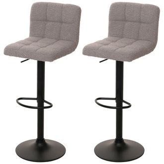 Hhg Lote De 2 Taburetes De Bar Hhg-852, Taburete De Mostrador Taburete De Bar, Altura Regulable Giratorio, Tejido Boucle (450g/m&sup2;) Mvg, Gris