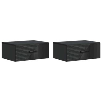 vidaXL Mesita De Noche De Pared 2 Pcs Negro 49 X 34,5 X 20 Cm Vidaxl