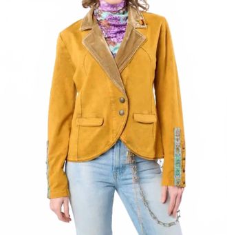 Aratta Colonel French Terry Knitted Blazer In Rusted Olive