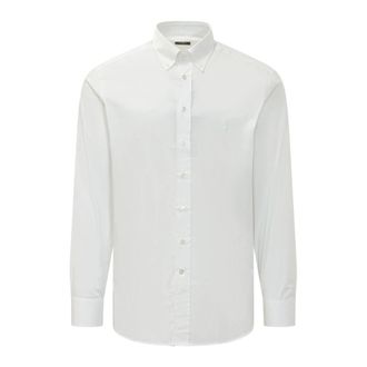Etro Button-Down Shirt met Logo - Heren - Zakelijke Overhemden - Wit - 4XL - Katoen - Overhemden