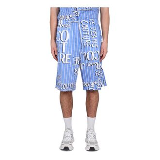 Versace Jeans Couture Casual Shorts, male, Blue, Size: S Stripe Doodle Logo Shorts