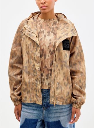 Ganni Blurry leopard print windbreaker jacket