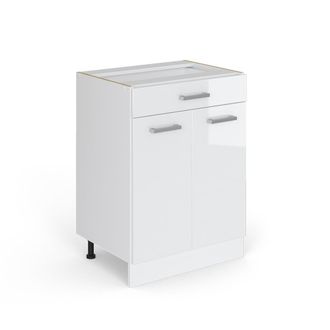 Vicco Mueble Bajo Universal R-line, Blanco Alto Brillo, 60 Cm Con Cajones, Sin Encimera Vicco