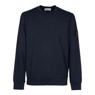 Stone Island Sweatshirts, male, Blue, Size: 2XL Cotton Crewneck Sweater
