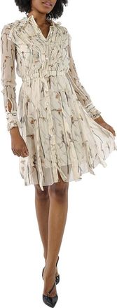 Burberry Ladies Isla Ruffle Detail Long-sleeve Dress, Brand Size 8 (US Size 6)