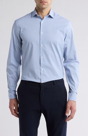 Calvin Klein Fresh Comfort Stretch Long Sleeve Slim Fit Dress Shirt in Petrol at Nordstrom Rack, Size 15.5 - 32/33