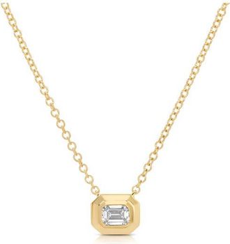 EF Collection Emerald Cut Diamond Pendant Necklace in 14K Yellow Gold /Diamond at Nordstrom